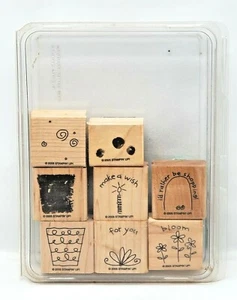 Stampin' Up! Fun Filled Wood Mounted Rubber Stamp, Set of 8, Retired, 2005 - Picture 1 of 5
