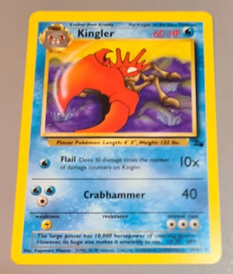 Kingler # 38/62 Uncommon aus Fossil von 2000 Pokemon Englisch Near Mint Vintage - Bild 1 von 3