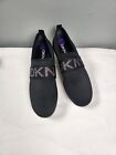  DKNY Slip-On Wedge Sneaker Size 8 1/2 Shoe Black Logo Casual Stretch PREOWED 