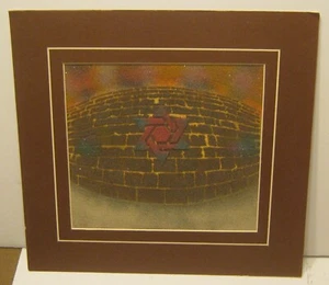 Vintage SAFED SAND ART by Isaac Breslove "Davidstern on Stone Wall" MATTED  - Bild 1 von 4
