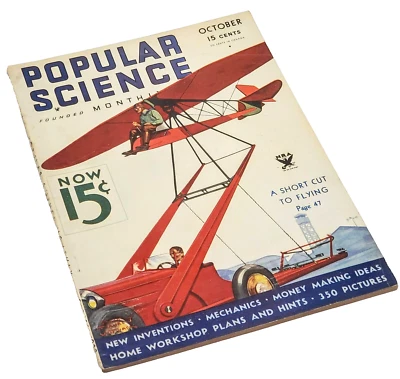Popular Science October 1933 Illustrated Magazine Cars Motorcycles RCMP Planes - Image 1 of 4