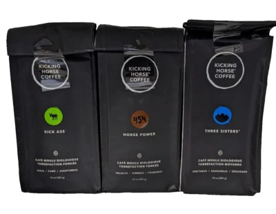 KICKING ASS COFFEE Kicking Horse Coffee Variety Pack - 3 Flavors -10oz. READ NOTES-ENJOY BY 02/2024