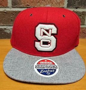 North Carolina State Wolfpack  NC State Cap Hat Flat Brim Snapback Red/Gray  - Picture 1 of 6