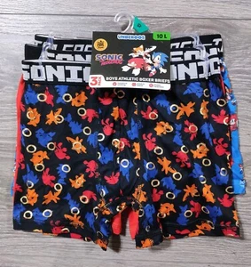 Sonic The Hedgehog Underwear Boys Large Size 10 Boxer Briefs 3-Pair Tails Gift - Picture 1 of 6