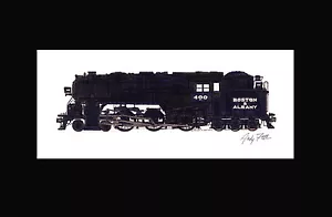 Boston & Albany 4-6-6T 11""x17"" estampado enmarañado firmado por Andy Fletcher - Imagen 1 de 1