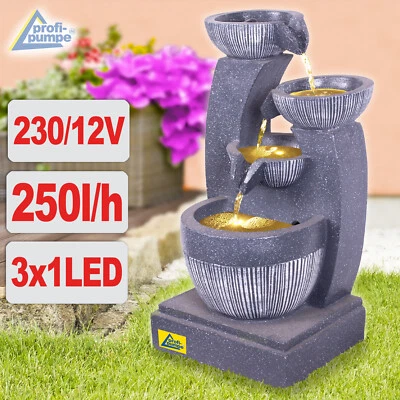 GARTENBRUNNEN SPRING BRUNNEN KASKADENBRUNNEN ZIER SET WASSER GARTEN MIT LED DEKO - Bild 1 von 4