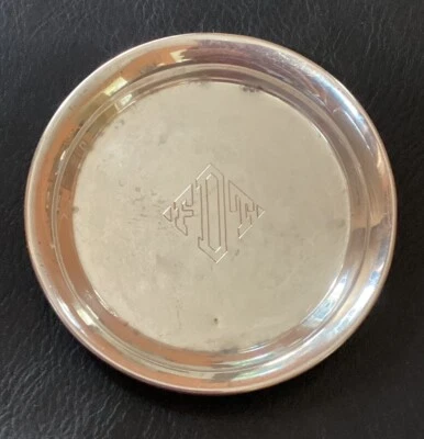 "Plato pequeño antiguo/Cartier de plata de ley grabado de 2,75"" de diámetro 24 g" Foto 1 de 4
