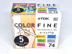 TDK COLOR FINE MD 74 MINIDISC 5PACK (Sealed) New! - Picture 1 of 4