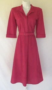 VINTAGE 1960s 70s MOD PETITES BY WILLI DRESS MAGENTA JAM BELT POLY SIZE 6 - Picture 1 of 12