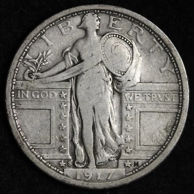1917-S TYPE 1 Standing Liberty Silver Quarter CHOICE FINE E212 TSPQ - Image 1 of 2