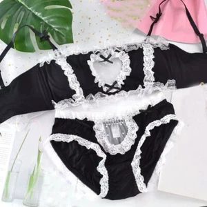 Japanese Lolita Girls Lace Underwear Bra Sets Maid Bow Panties Briefs Underpant - Picture 1 of 4
