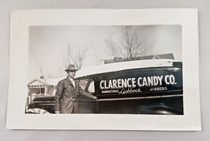 Vintage Clarence Candy Co Lubbock Texas Lieferfahrzeug 1940er schwarz weiß Foto - Bild 1 von 3