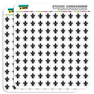 Fleur de Lis Black on White 0.5" Scrapbooking Crafting Stickers - Picture 1 of 1