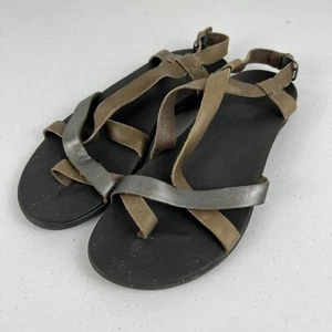 Olukai Upena Leather Strappy Sandals Womens US 7 EU 37 Brown Metallic Accent - Picture 1 of 6
