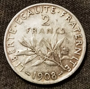 PEU COURANTE **** 2 FRANCS SEMEUSE 1908 **** TTB - Imagen 1 de 2