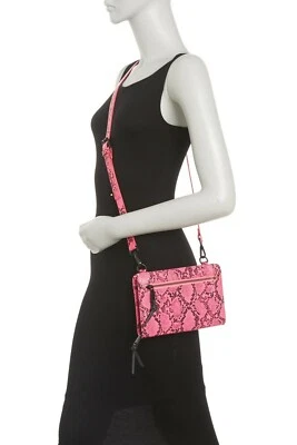 French Connection Lucy Neon Pink Snakeskin Passport Wallet Crossbody Bag ~NWT - Image 1 of 4