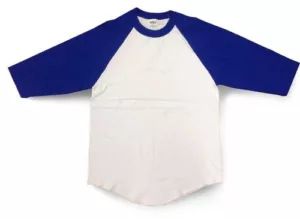 T-shirt girocollo Shaka Baseball tinta unita raglan maniche 3/4 bianco blu royal nuove - Foto 1 di 2