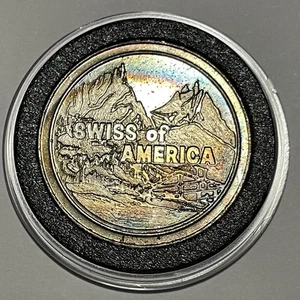 Swiss of America Rainbow Toning Rare Coin 1 Troy Oz .999 Fine Silver Round 999 - Picture 1 of 10