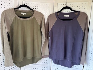 LOT/2 Synergy Organic Cotton Long SLV Baseball Tee Shirts Women's M - Picture 1 of 9