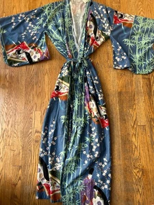 Daulton Meredith Azul Bambú Corte Figuras Hayashi Kimono Bata Talla Grande - Imagen 1 de 9