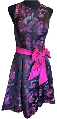 NWT Eliza J 6 Small Pink Metallic Floral Romantic Jacquard Evening Wedding Dress - Image 1 of 4