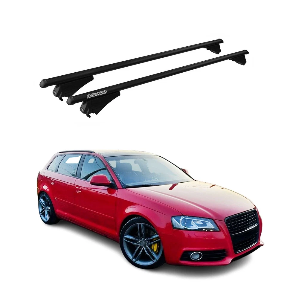 Barras transversales de techo superior para Audi A3 Sportback 2006-2013 aluminio negro 2 piezas Foto 1 de 4