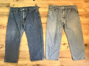 2 Pair Levi 550 Jeans Mens 44x29 Levis Medium Blue Loose Pants Zip Straight Leg - Picture 1 of 17