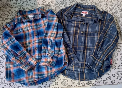 4T Plaid Boys' Long Sleeve Flannel Shirts, Wrangler - Carter's  Orange & Blue - Image 1 of 4
