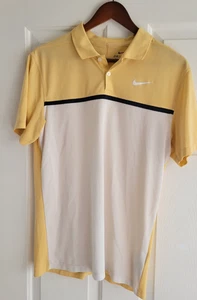 Nike Hombres Polo Golf Dri Fit Poliéster Pastel Amarillo Azul Blanco Pequeño - Imagen 1 de 4