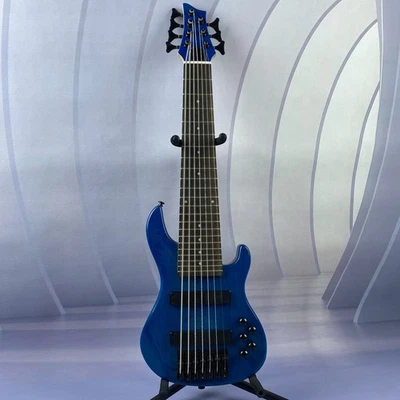 Maple Neck Alder Body 7-String Mini Blue Bass Electric Guitar Black Accessories - Image 1 of 4