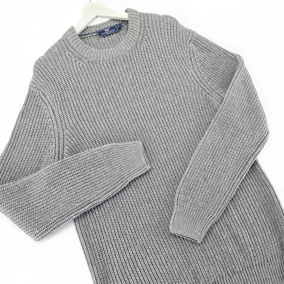 Vineyard Vines Gray Cotton Knit Sweater Mens Large Crewneck Casual Comfy - Image 1 of 4