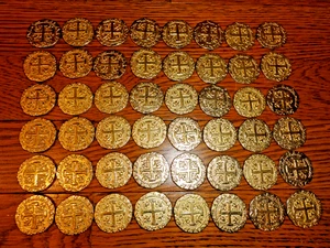 Dread Pirat Brettspiel 48 Metall Goldmünzen Ersatz Set Schatz Spielmarken - Bild 1 von 9