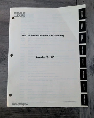 VTG IBM Internal Announcement Employee Info System 370 Architecture 1987 Guide - Image 1 of 4