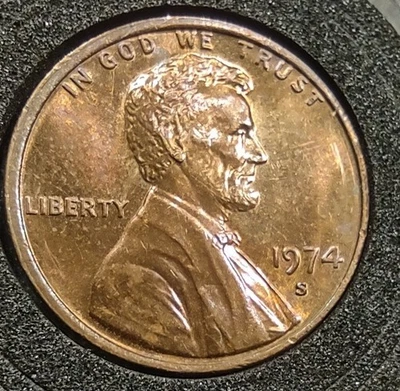 1974 S Lincoln Memorial Cent Proof, Struck Off-Center, Wide Rim Doubled Rim  - Image 1 of 4