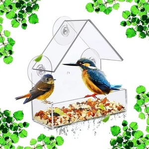 Bird Feeder Birds House for Outdoor, Window Clear,Transparent  - Picture 1 of 7