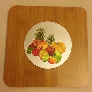 1 Natur Bambus Wärmekissen, Küchendeko, 3D FRÜCHTE, rund, ca. 7" x 7" - Bild 1 von 6