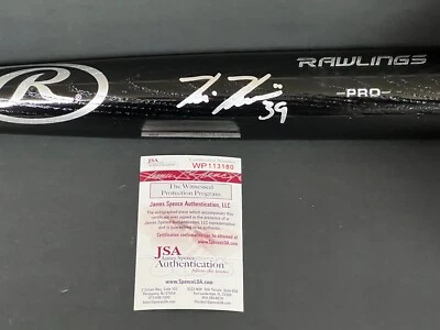 Kevin Kiermaier Rays Dodgers Auto Signed Black Bat JSA Witness . - Image 1 of 3