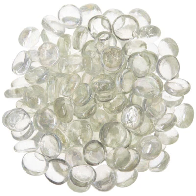 Gemas de vidrio medianas 17-21 mm canicas traseras planas - brillo transparente manualidades decoración del hogar 1 lb Foto 1 de 3