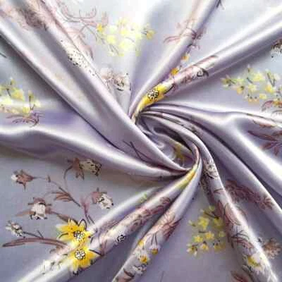 Silky Charmeuse Fabric 58''Wide By Yard Retro Dress Scarf Bedding Material Satin - Image 1 of 4