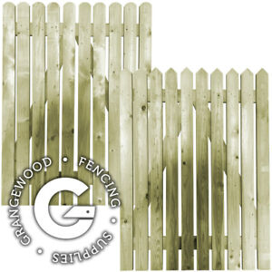 900mm wide Pointed / Rounded Picket Garden Gates - Pressure Treated Green