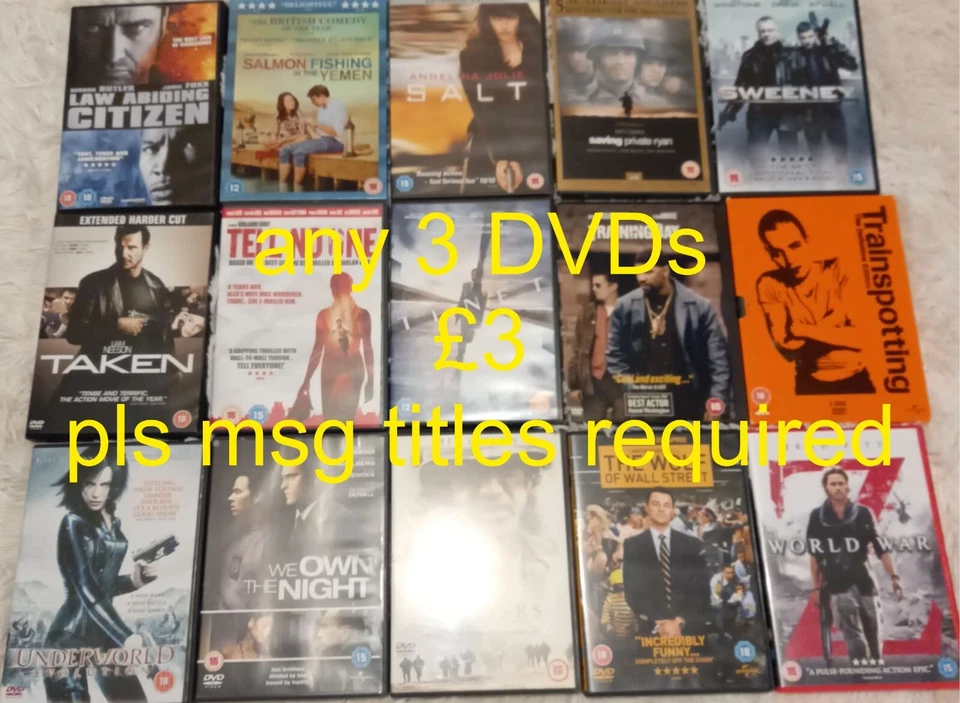 3/4/5/6/7/8x original DVD films - VG/EX with PLASTIC CASE - Image 1 of 1