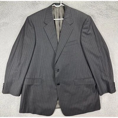 Hickey Freeman Blazer Men 48L Big Tall Grey Striped Loro Piana Worsted Wool Suit - Image 1 of 4