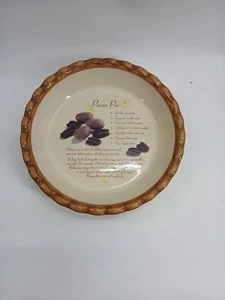 PreOwned Pie Baking Dish Ceramic 9" diameter 1 3/4 Inch Deep w/ Recipe - Picture 1 of 7