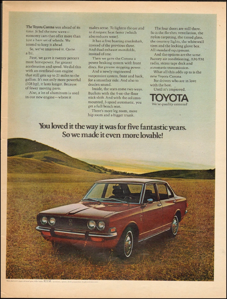Anuncio vintage para Toyota Corona 1971 coche retro foto marrón (122517) Foto 1 de 1