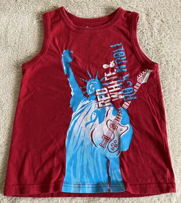 Regata Circo masculina vermelha branca azul estátua da liberdade rock n roll guitarra 6-7 - Imagem 1 de 4