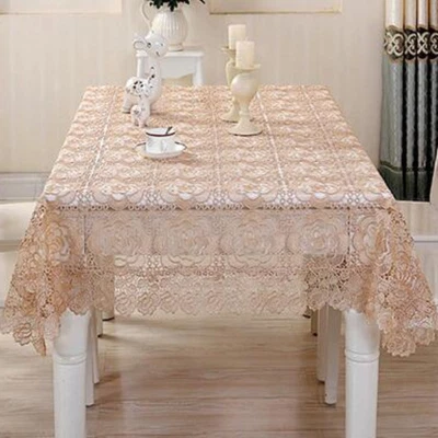 Lace Water Soluble Tablecloth Embroidery Hollow Kitchen Dinning Table Cover - Image 1 of 4