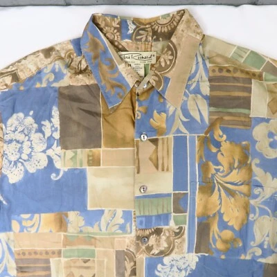 Vintage Tori Richard Hawaiian Shirt Mother of Pearl Buttons L Large Floral Brown - Image 1 of 4