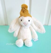 Jellycat CREAM BASHFUL TOASTY BUNNY Soft Sweet 7" Plush With Knitted Hat NWT