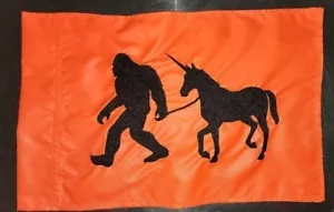 Bandera de seguridad naranja BIGFOOT AND UNICORN 10"X15" para UTV Side x Side ATV JEEP - Imagen 1 de 2