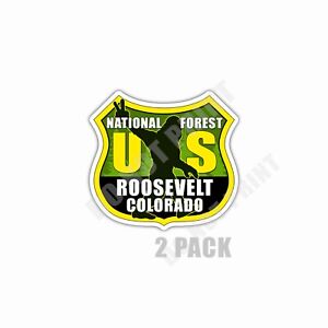 Roosevelt National Forest Colorado Sticker Bigfoot Souvenir Waterproof 2 Pack